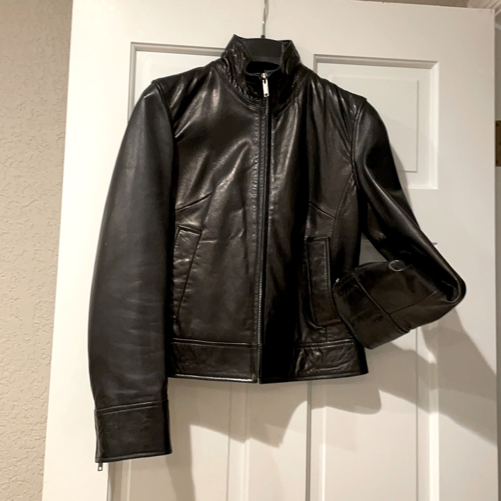 Banana Republic Black soft leather moto-style jacket